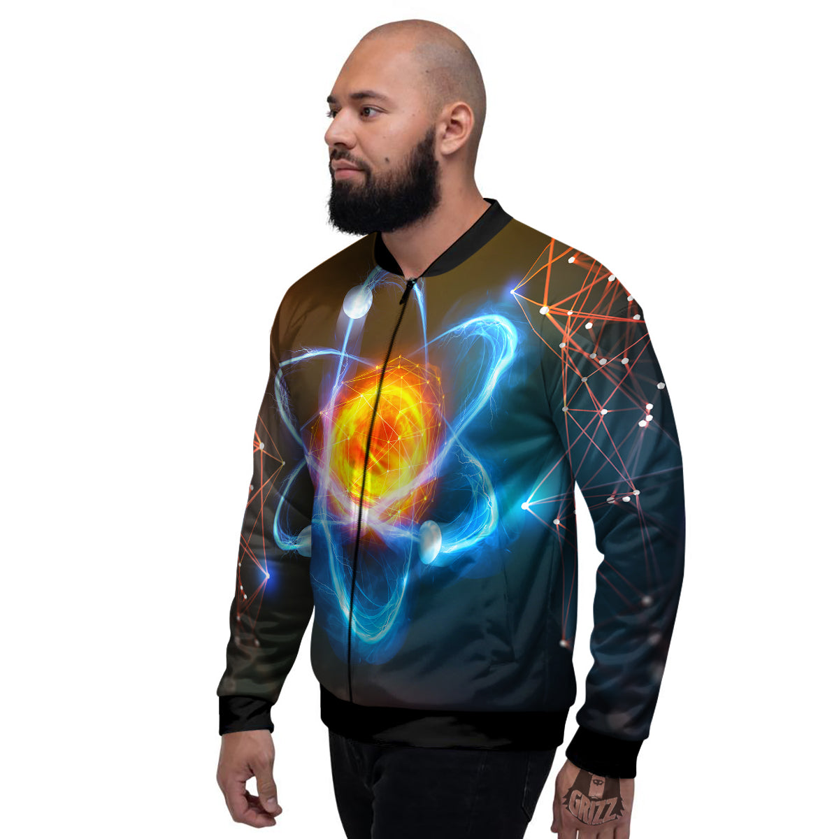 Atomic Structure Print Men's Bomber Jacket-grizzshop
