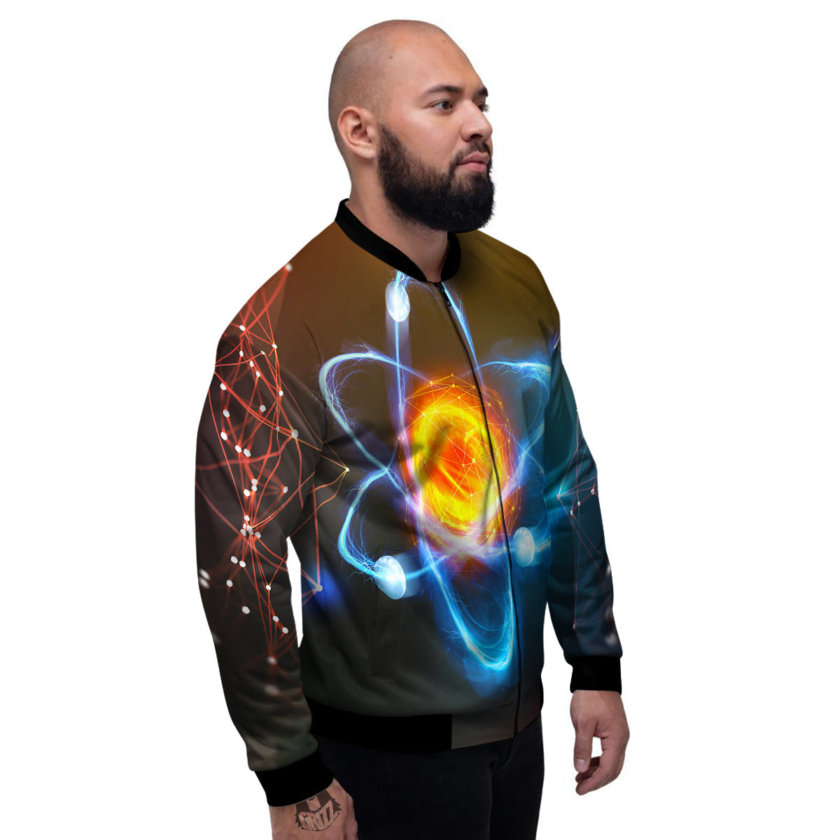 Atomic Structure Print Men's Bomber Jacket-grizzshop