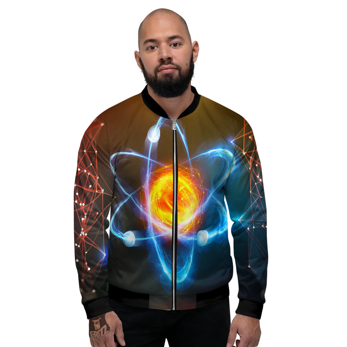 Atomic Structure Print Men's Bomber Jacket-grizzshop