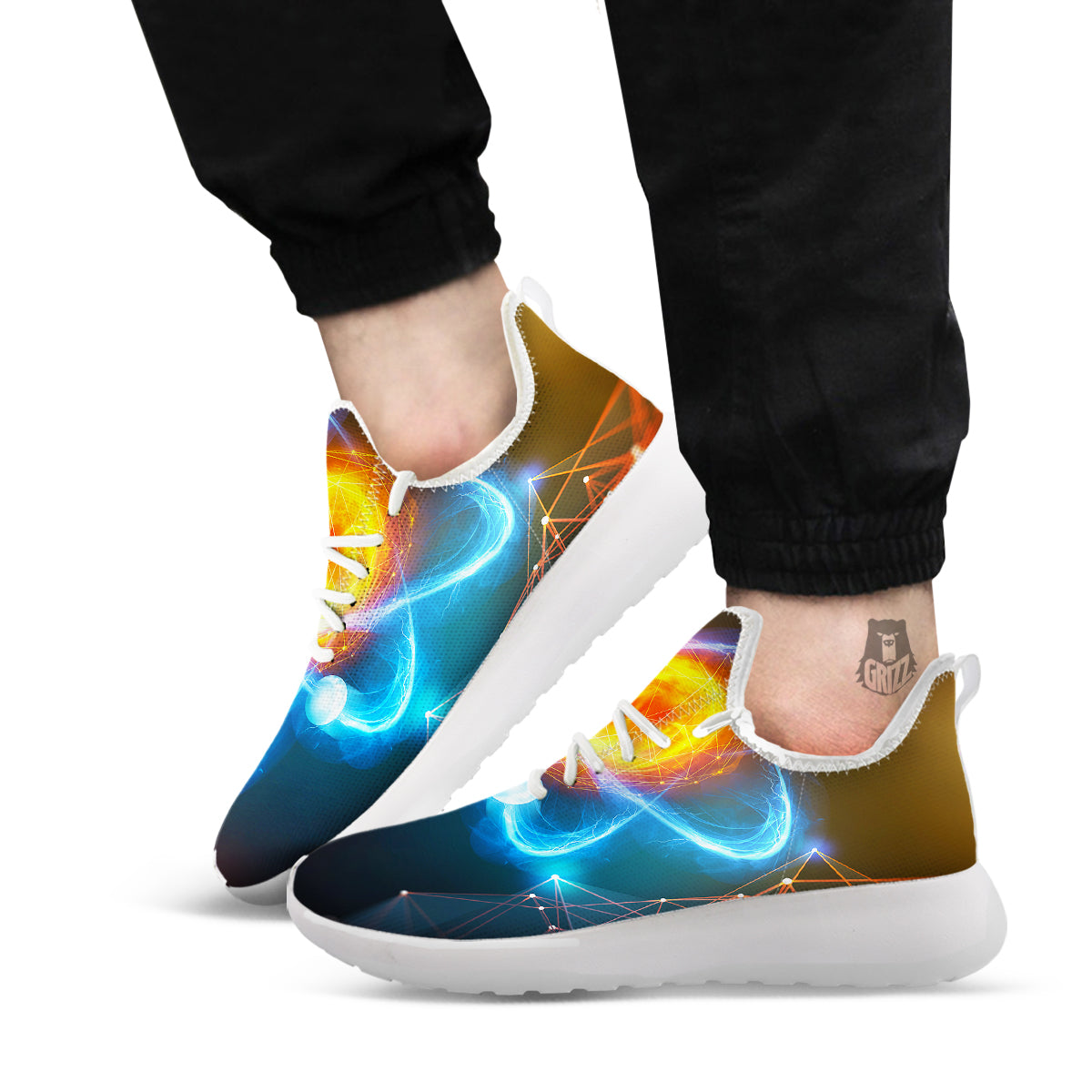 Atomic Structure Print White Athletic Shoes-grizzshop