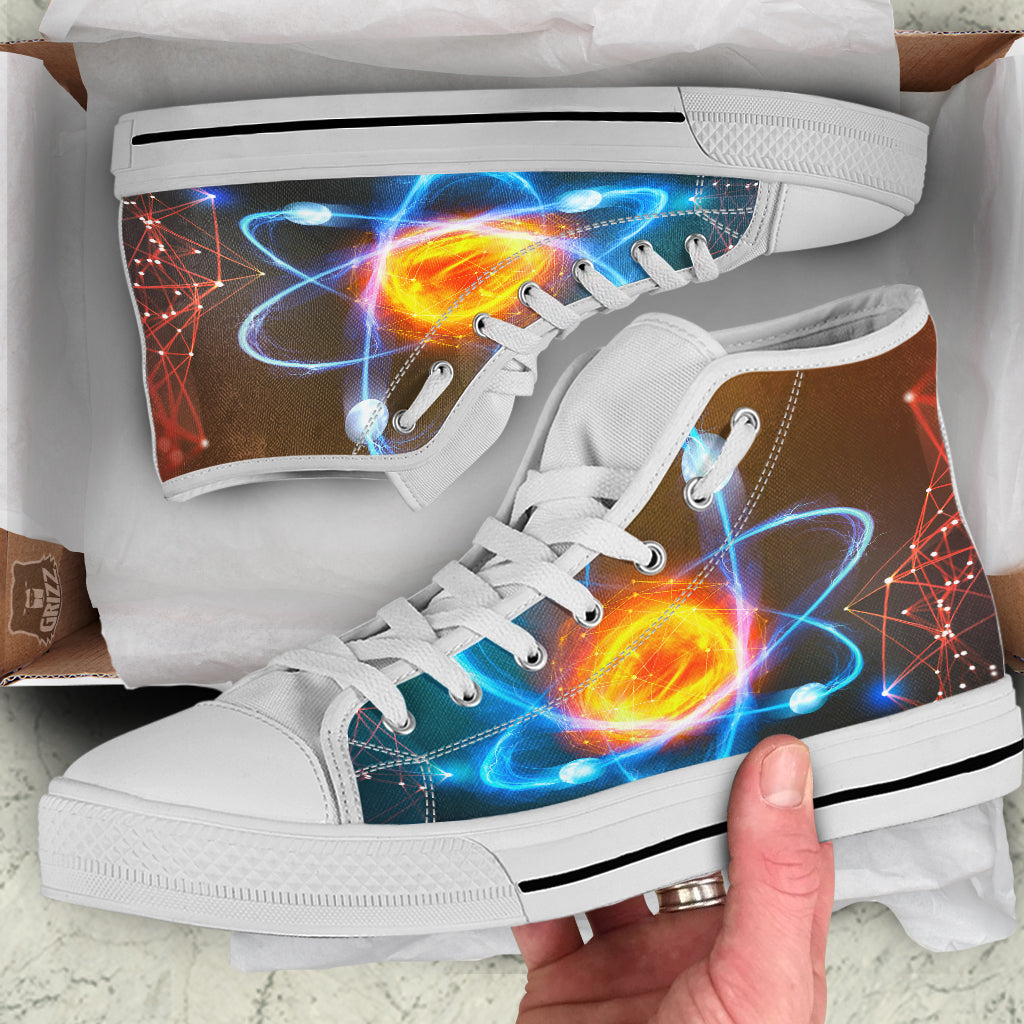 Atomic Structure Print White High Top Shoes-grizzshop