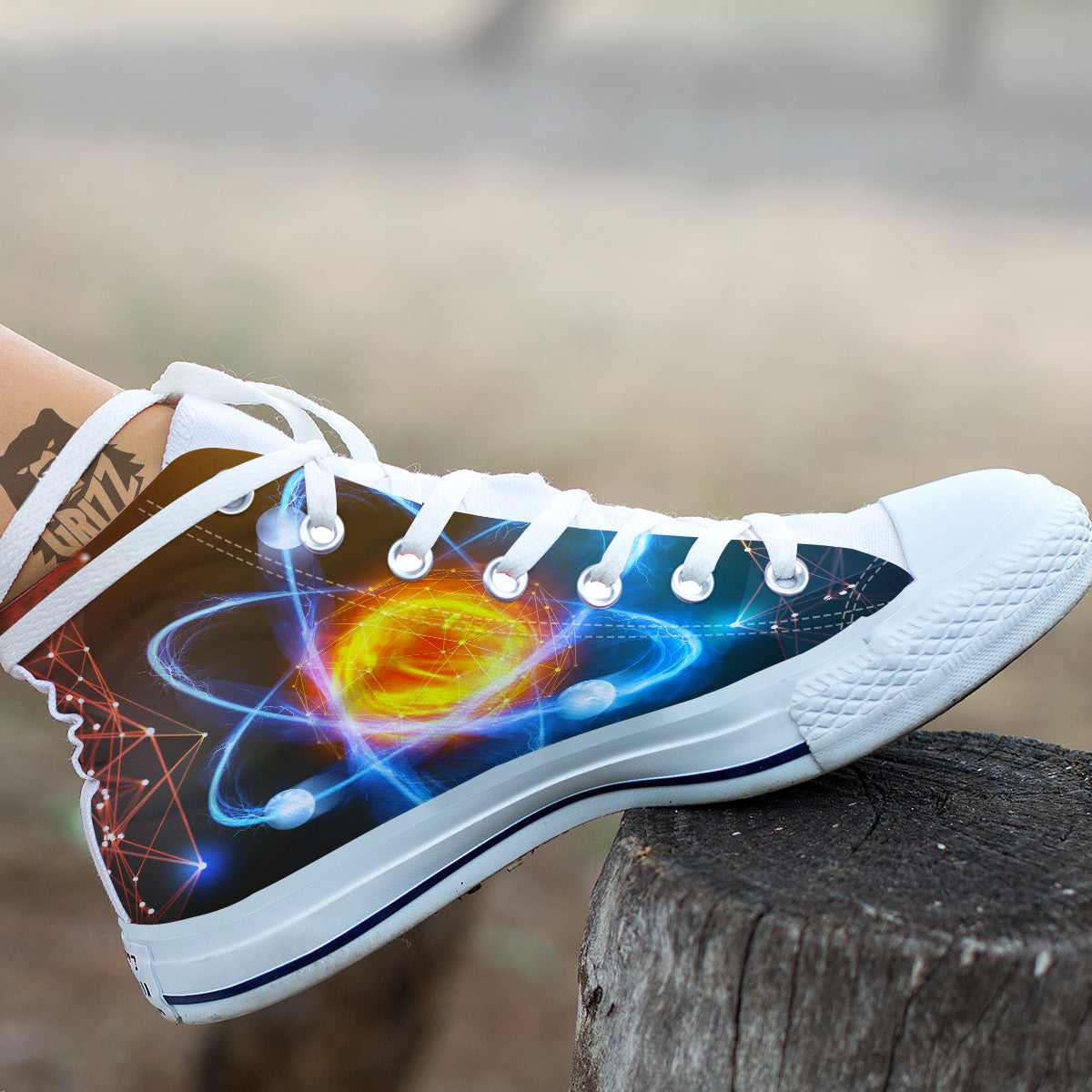 Atomic Structure Print White High Top Shoes-grizzshop