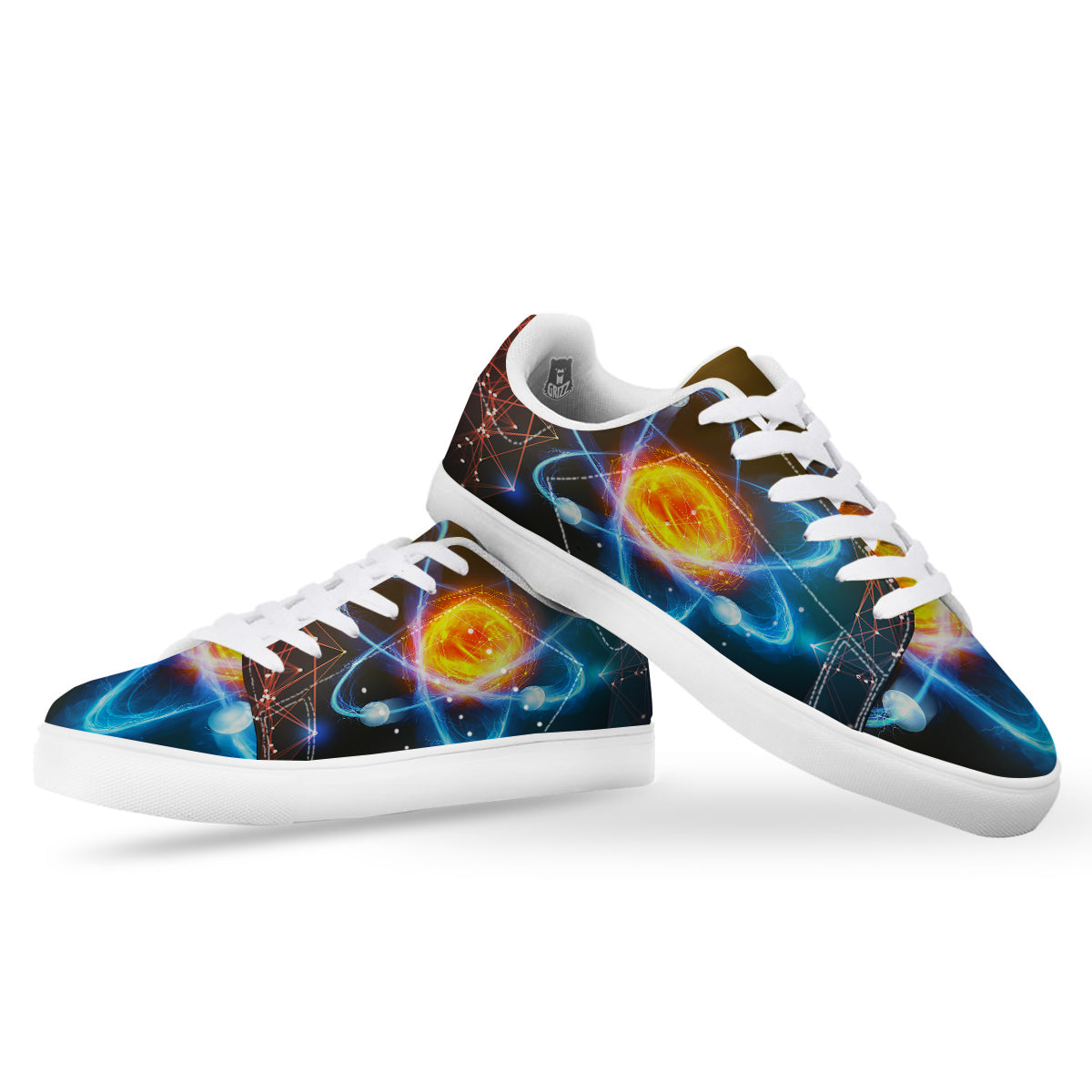 Atomic Structure Print White Low Top Sneakers-grizzshop