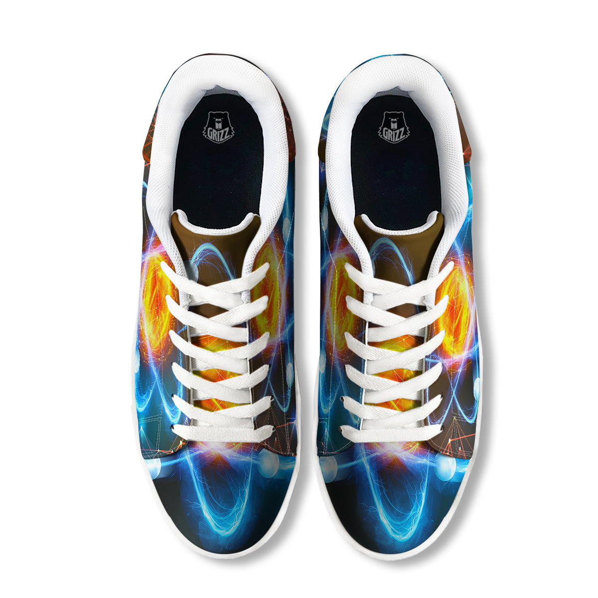Atomic Structure Print White Low Top Sneakers-grizzshop