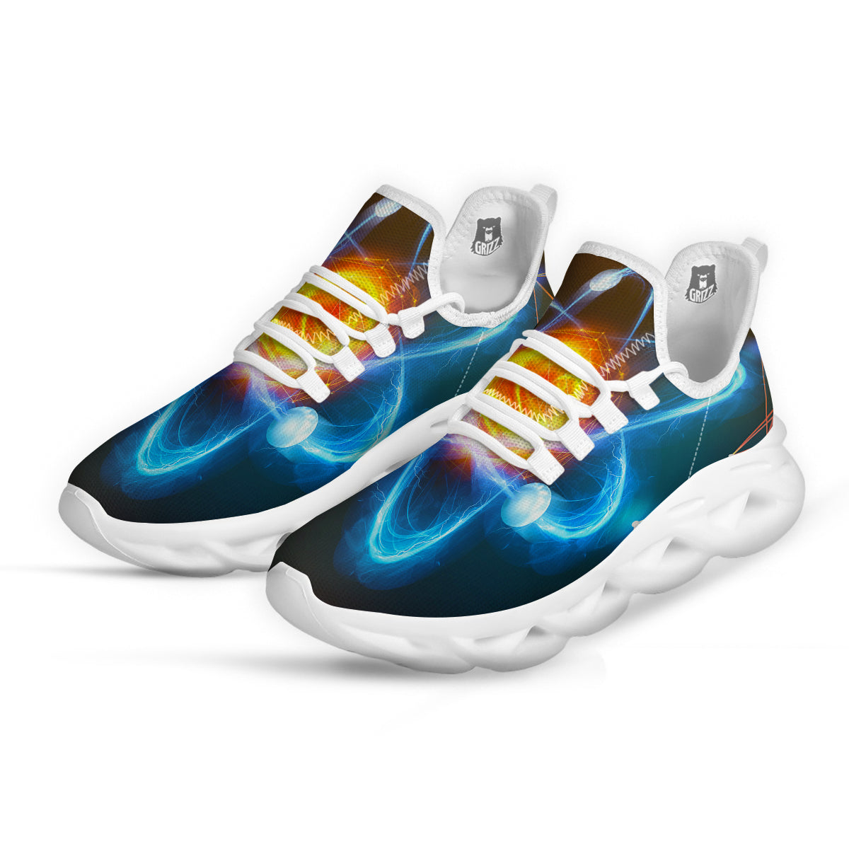 Atomic Structure Print White Running Shoes-grizzshop