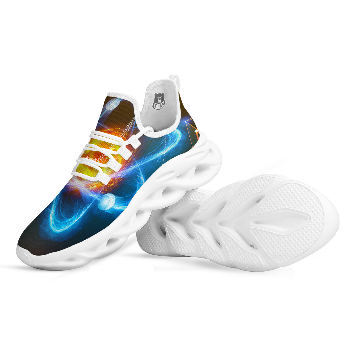 Atomic Structure Print White Running Shoes-grizzshop