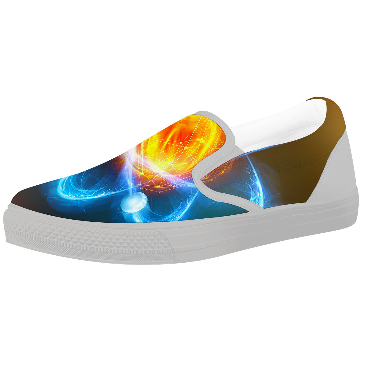 Atomic Structure Print White Slip On Shoes-grizzshop