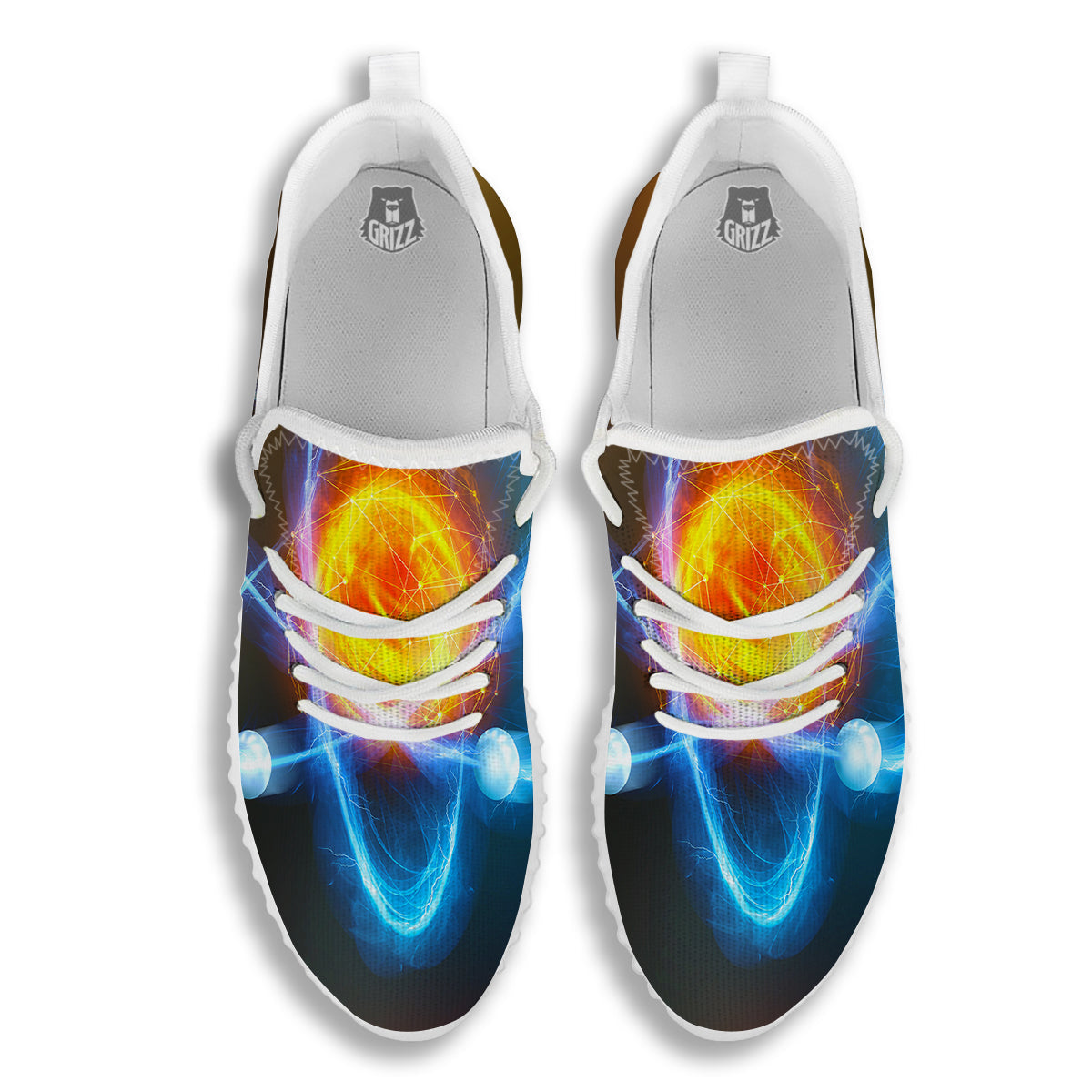 Atomic Structure Print White Walking Shoes-grizzshop