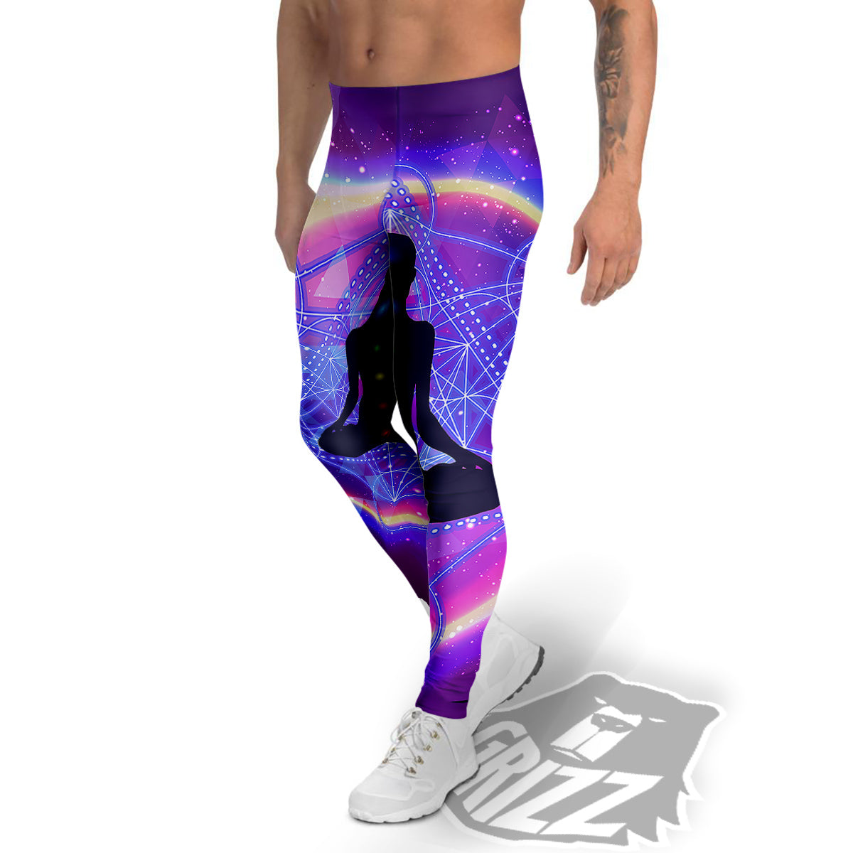 Aura Chakras Colorful Print Men's Leggings-grizzshop