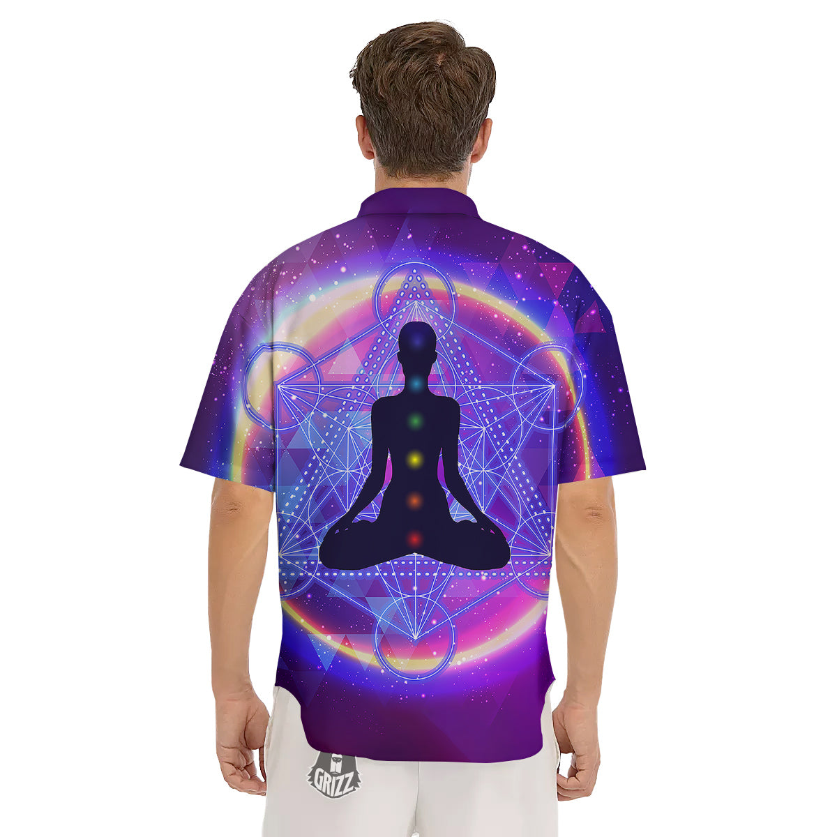 Aura Chakras Colorful Print Men's Short Sleeve Shirts-grizzshop