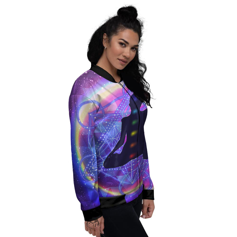 Aura Chakras Colorful Print Women's Bomber Jacket-grizzshop