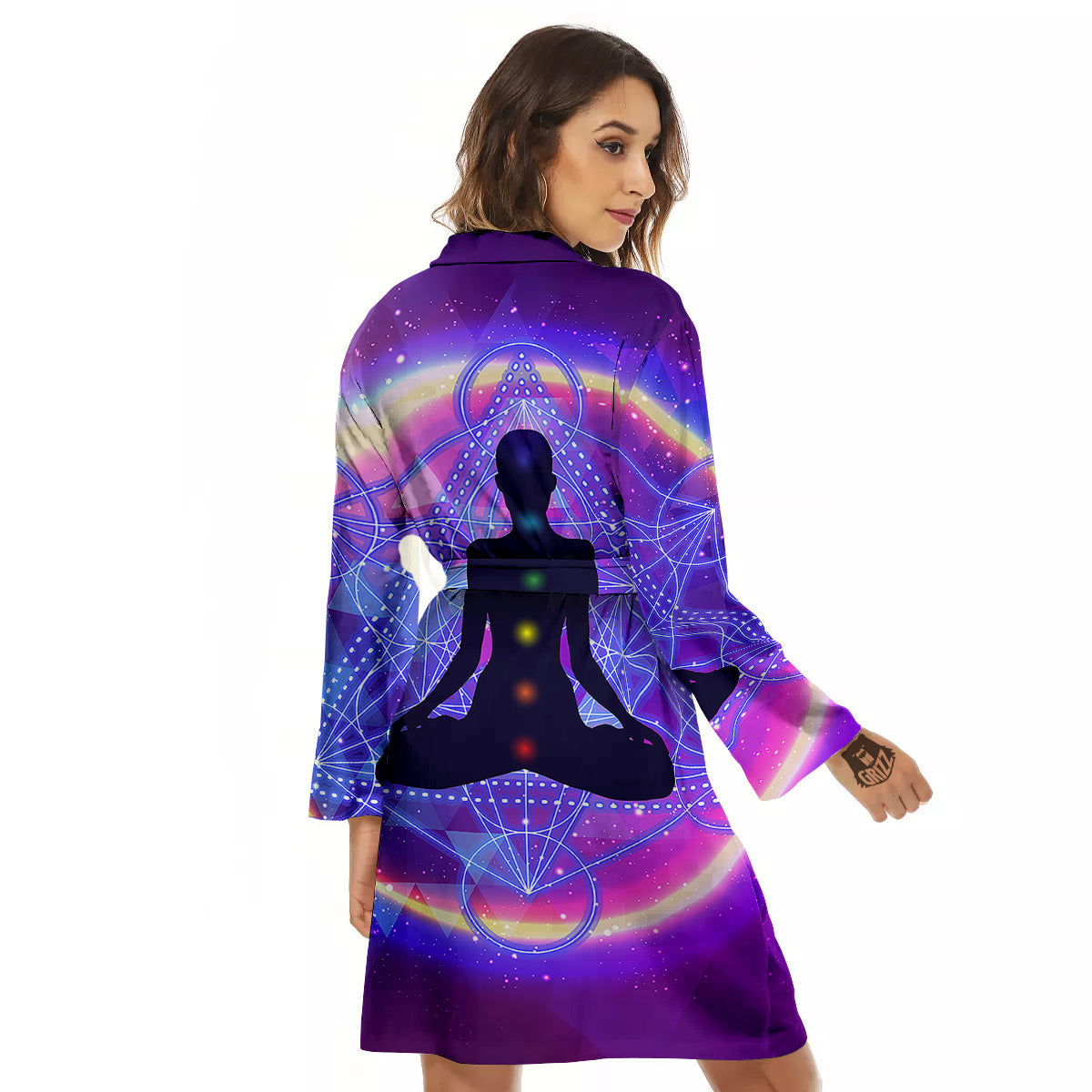 Aura Chakras Colorful Print Women's Robe-grizzshop