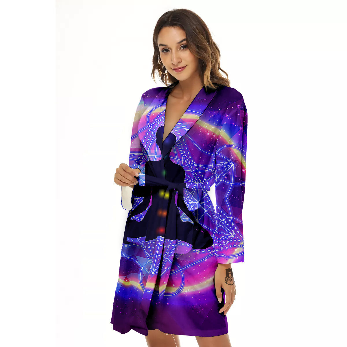 Aura Chakras Colorful Print Women's Robe-grizzshop
