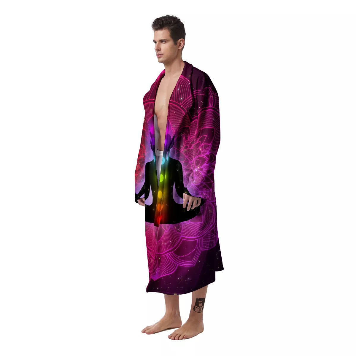 Aura Mandala Chakras Print Men's Robe-grizzshop