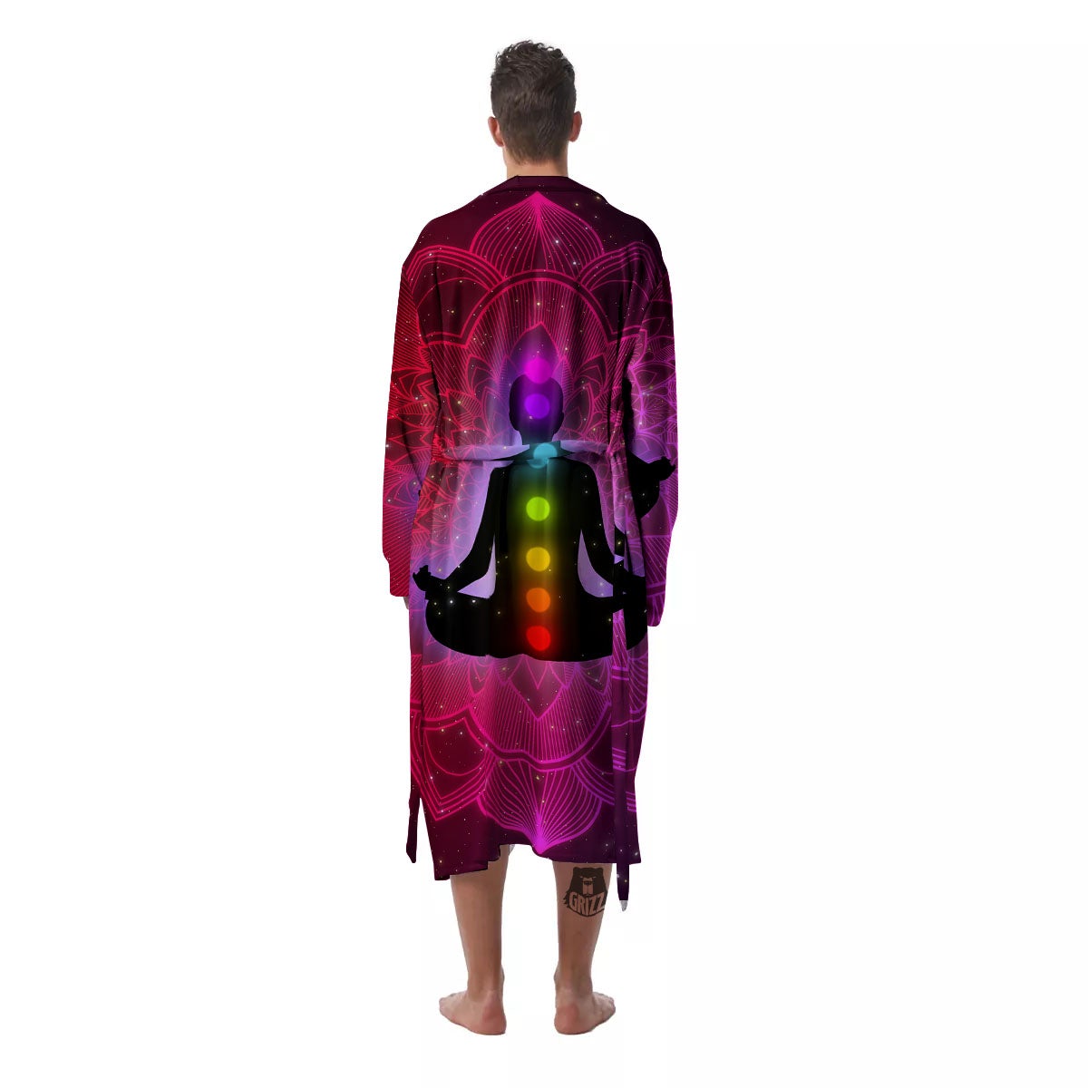 Aura Mandala Chakras Print Men's Robe-grizzshop