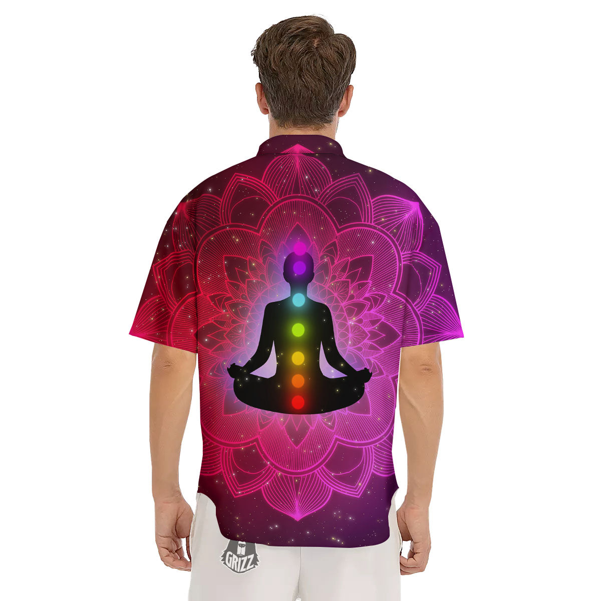 Aura Mandala Chakras Print Men's Short Sleeve Shirts-grizzshop