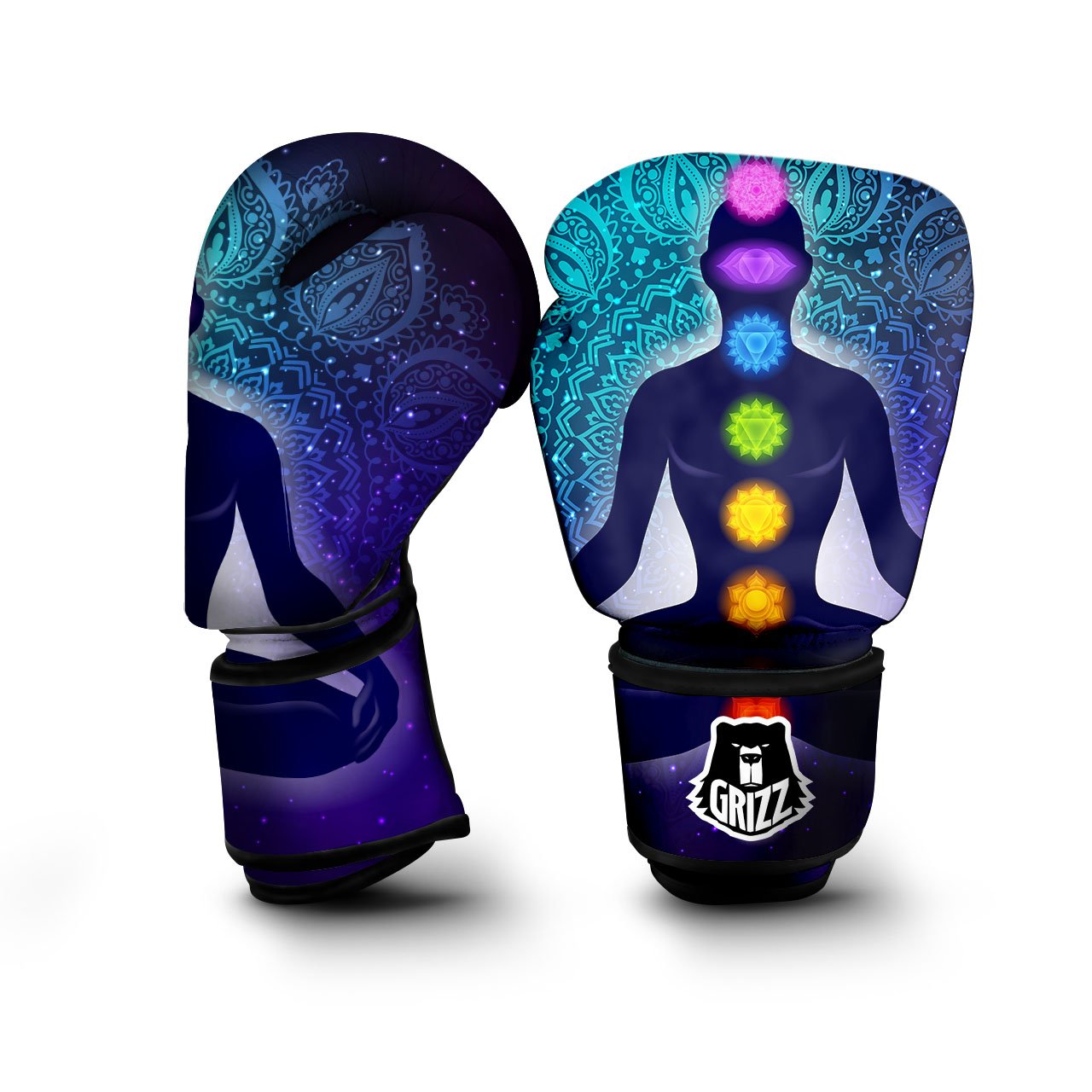 Aura Nine Chakras Print Boxing Gloves-grizzshop