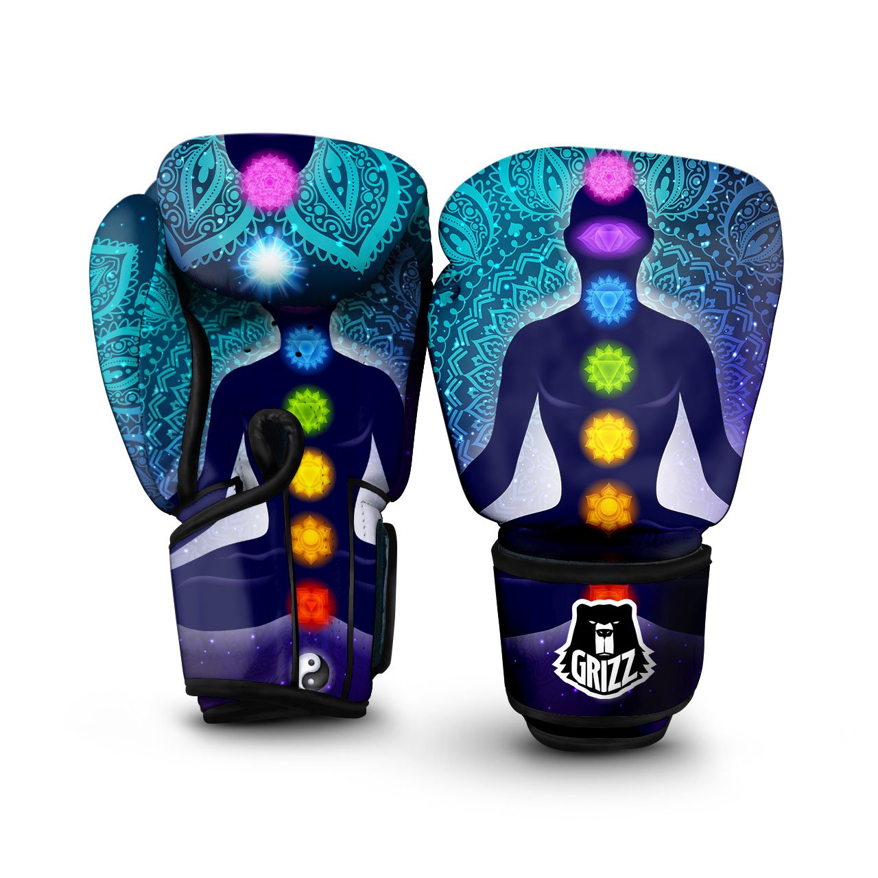 Aura Nine Chakras Print Boxing Gloves-grizzshop