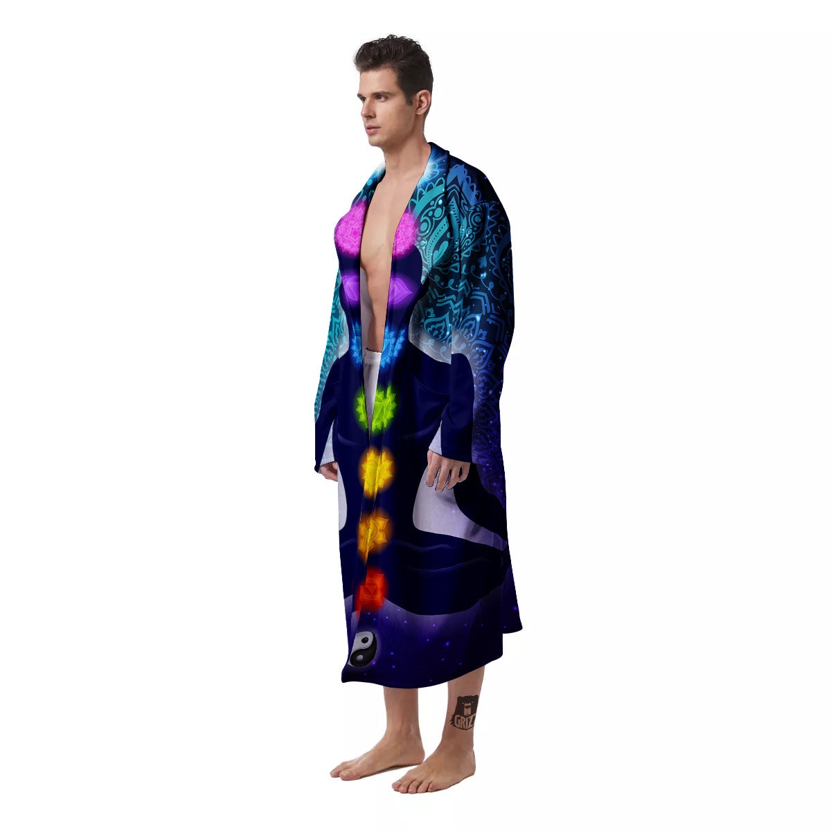 Aura Nine Chakras Print Men's Robe-grizzshop