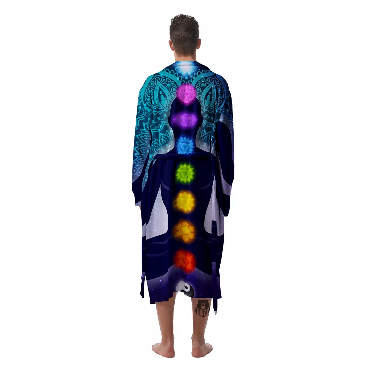 Aura Nine Chakras Print Men's Robe-grizzshop