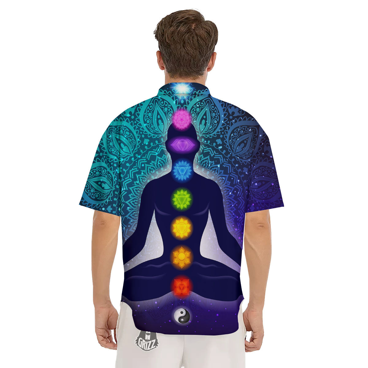 Aura Nine Chakras Print Men's Short Sleeve Shirts-grizzshop