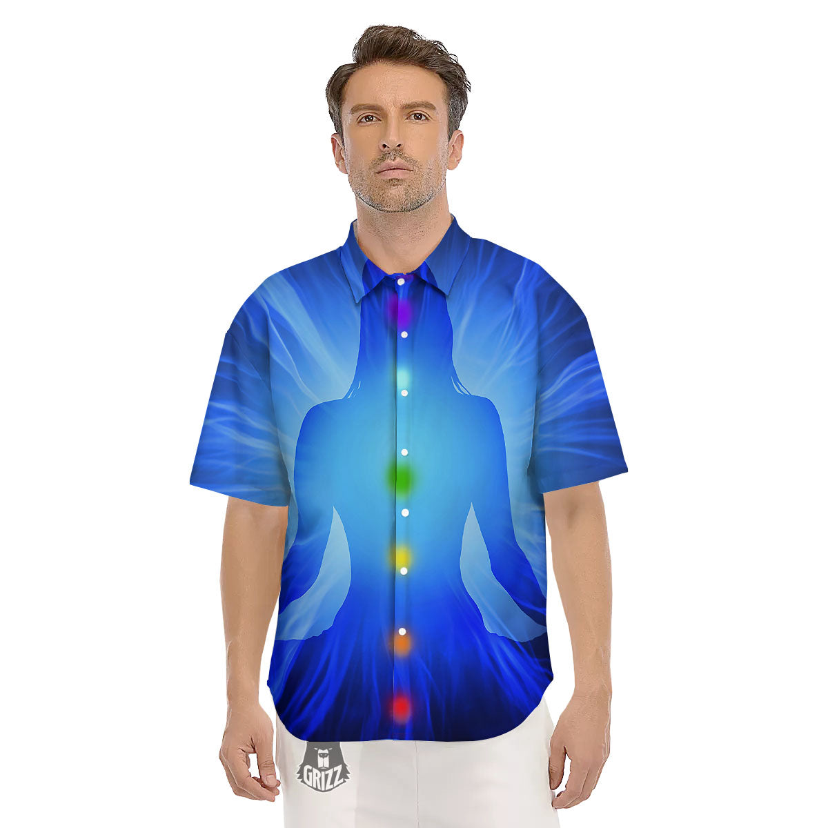 Aura Seven Chakras Print Men's Short Sleeve Shirts-grizzshop