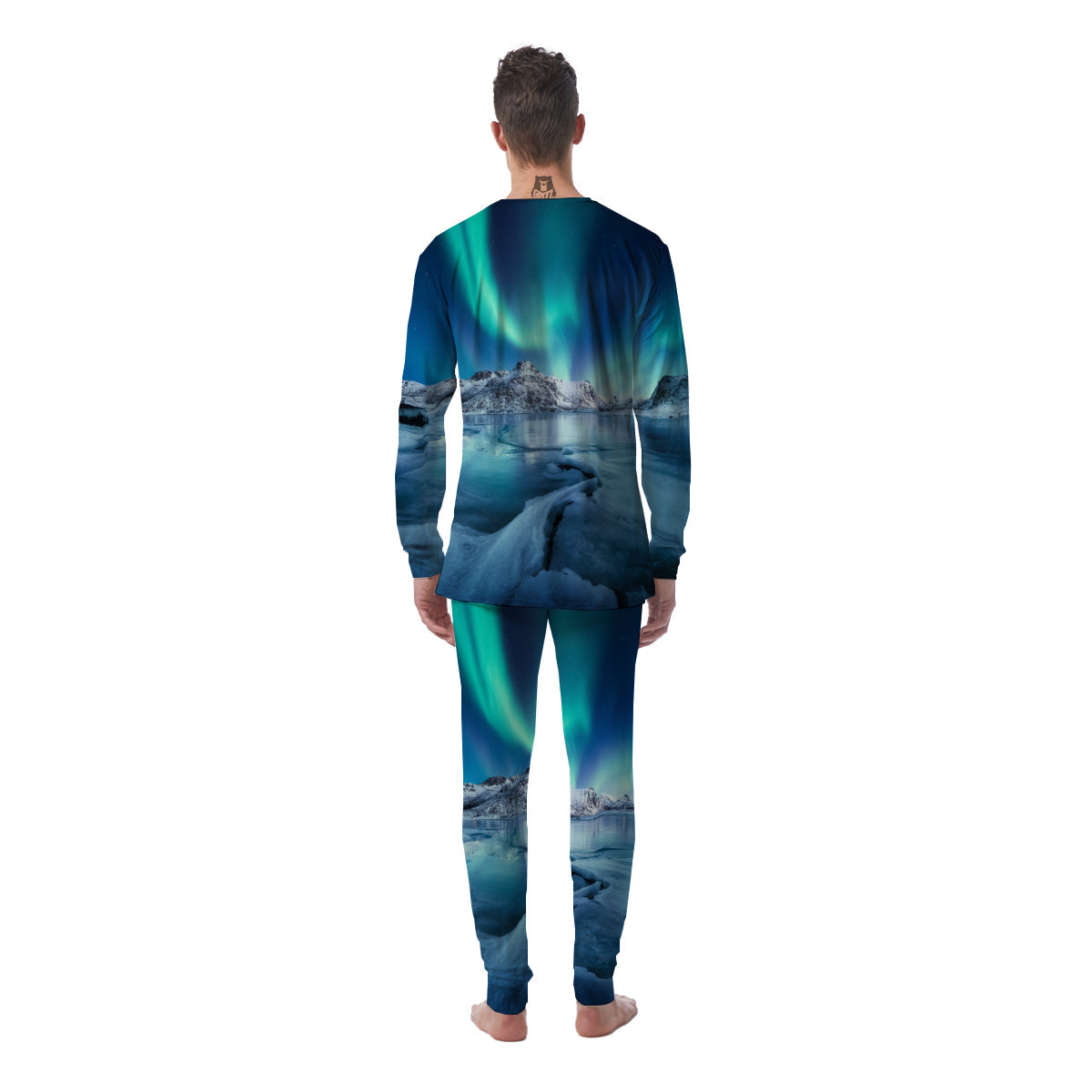 Aurora Borealis Blue Print Men's Pajamas-grizzshop