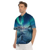 Aurora Borealis Blue Print Men's Short Sleeve Shirts-grizzshop