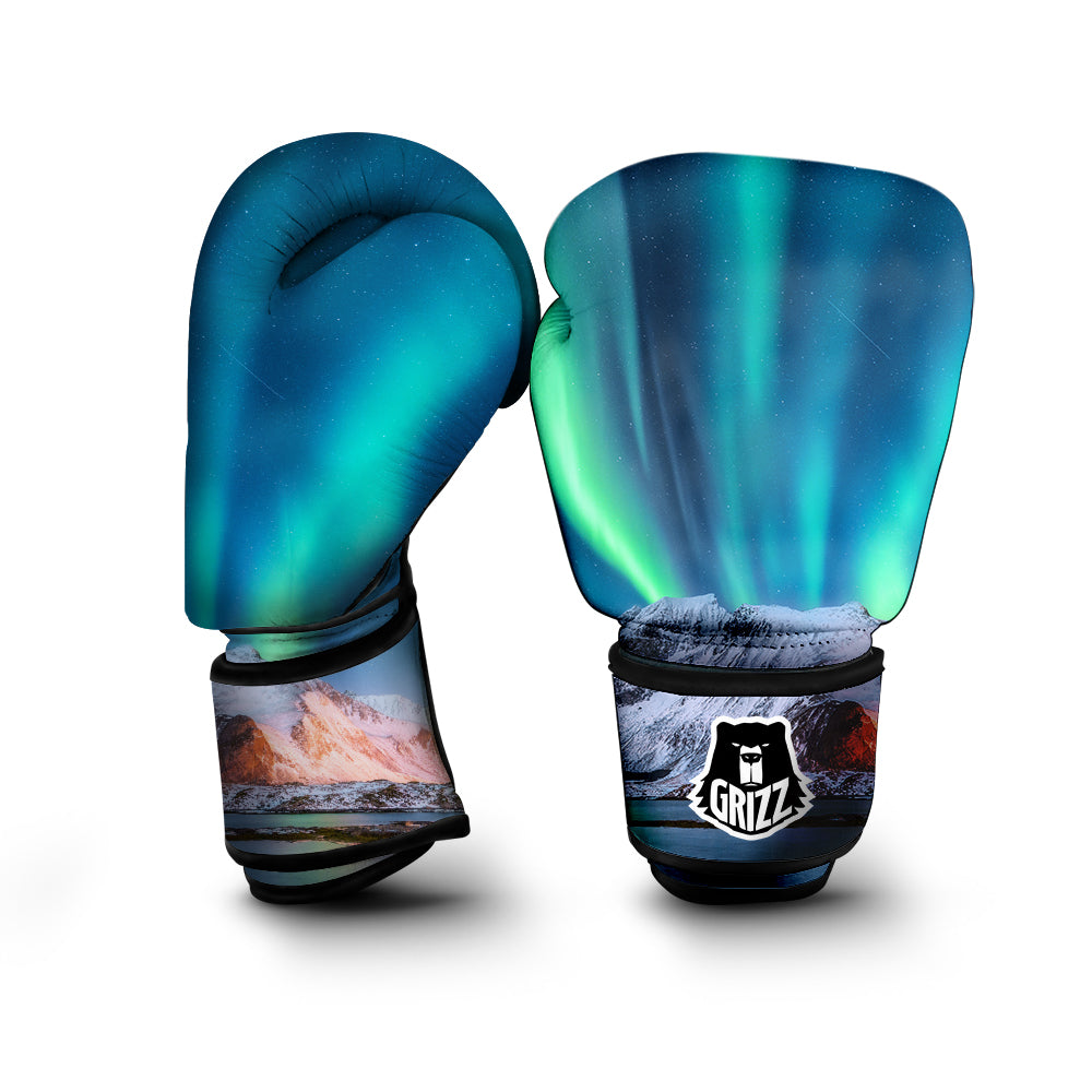 Aurora Green Northern Lights Print Boxing Gloves-grizzshop