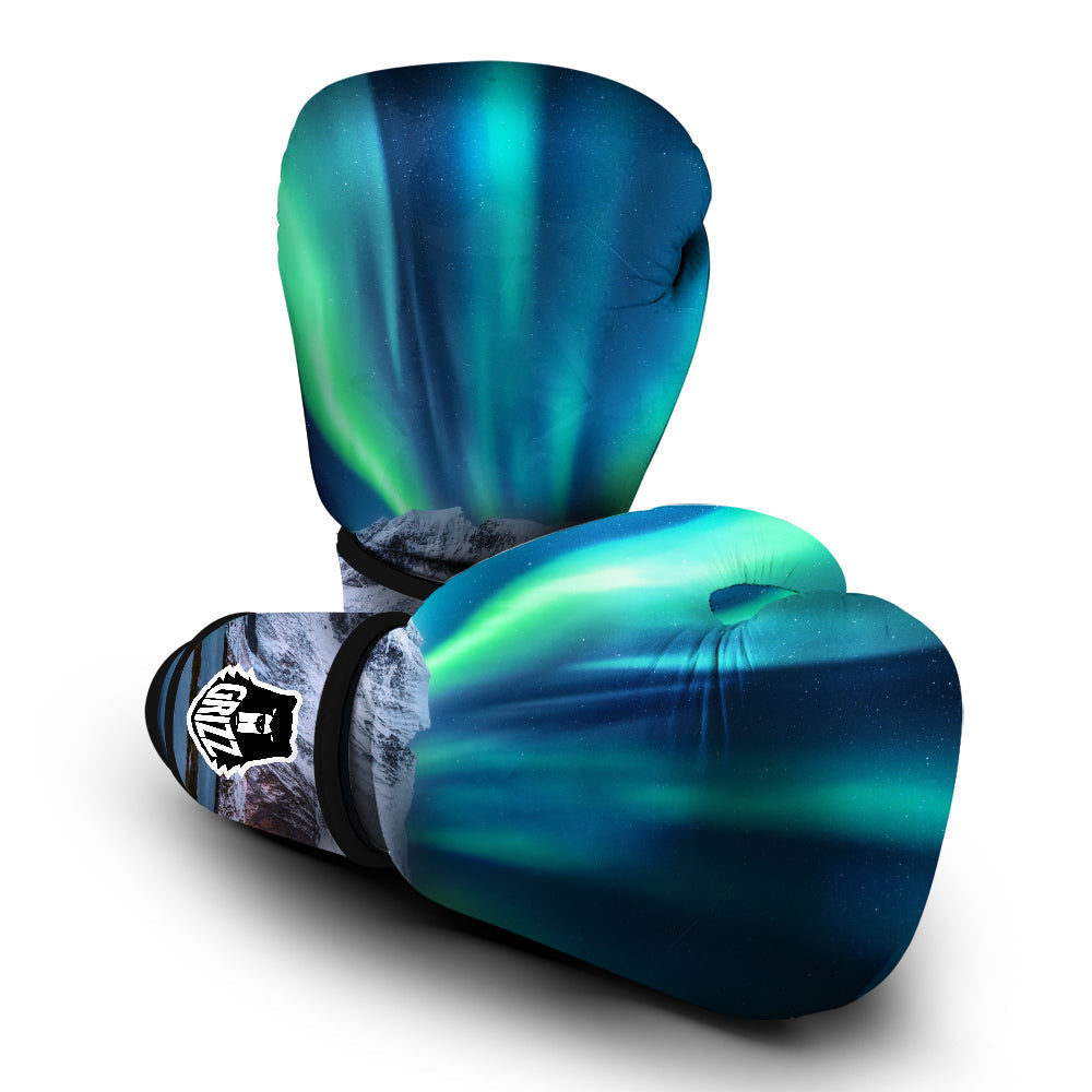 Aurora Green Northern Lights Print Boxing Gloves-grizzshop