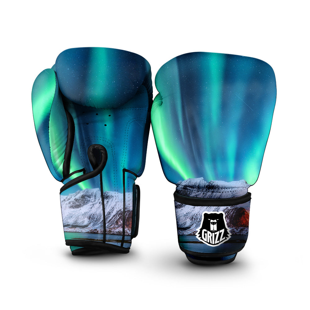 Aurora Green Northern Lights Print Boxing Gloves-grizzshop