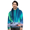 Aurora Green Northern Lights Print Men's Hoodie-grizzshop