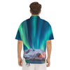 Aurora Green Northern Lights Print Men's Short Sleeve Shirts-grizzshop