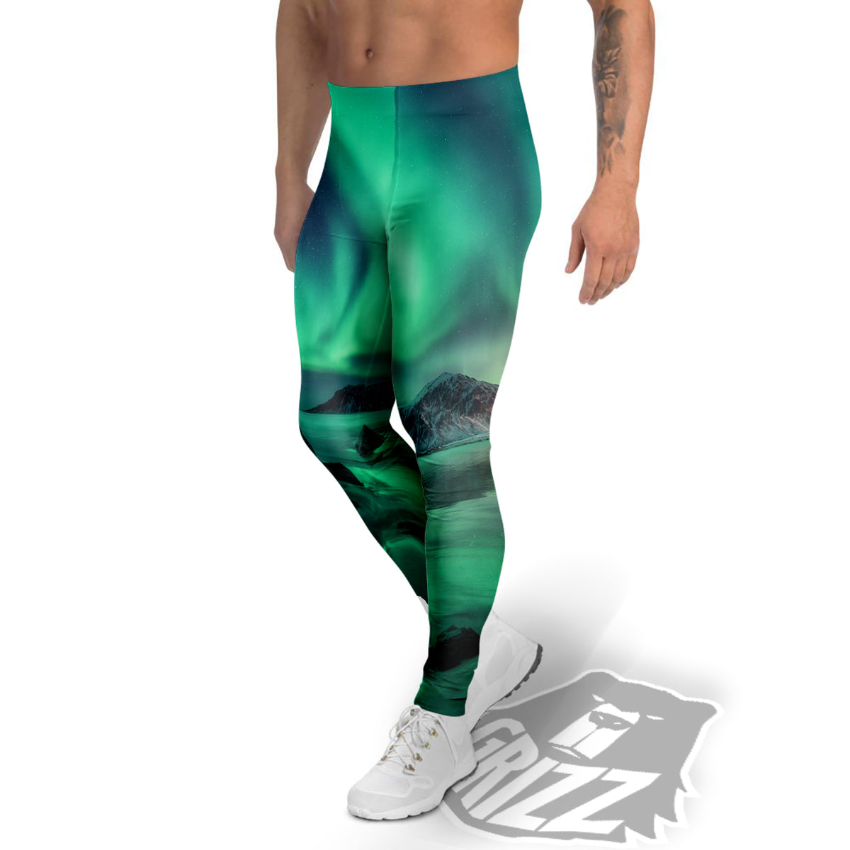 Aurora Northern Lights Print Men's Leggings-grizzshop