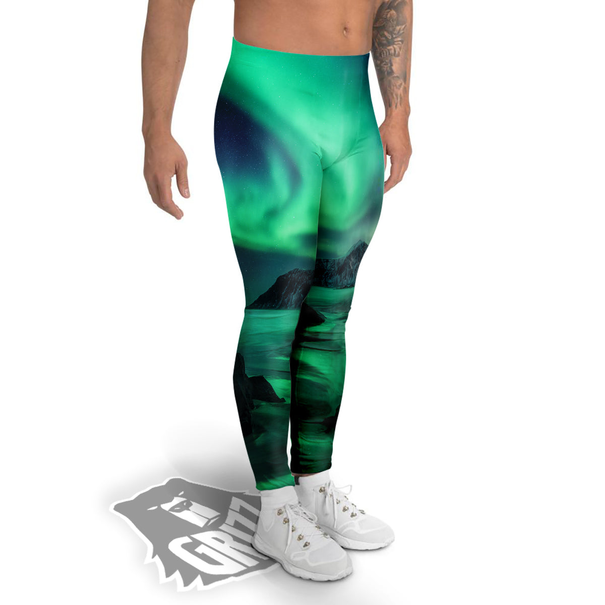 Aurora Northern Lights Print Men's Leggings-grizzshop