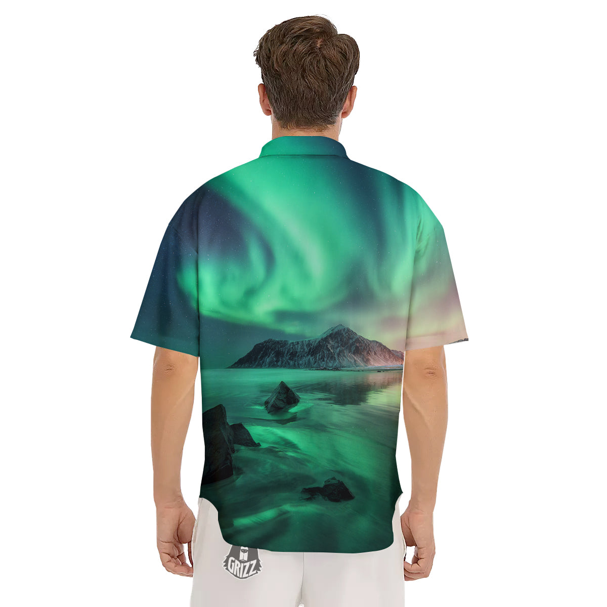 Aurora Northern Lights Print Men's Short Sleeve Shirts-grizzshop