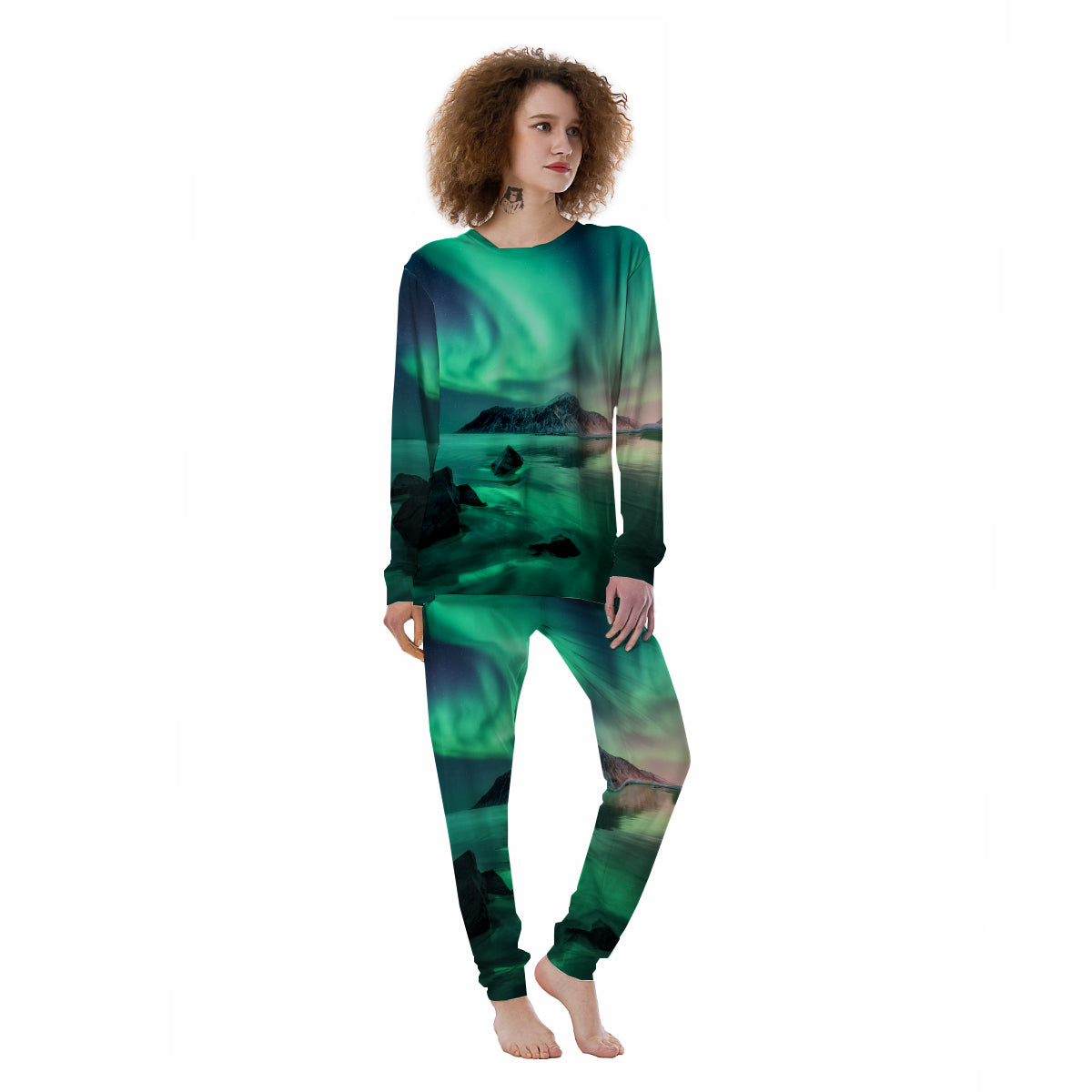 Aurora Northern Lights Print Women's Pajamas-grizzshop