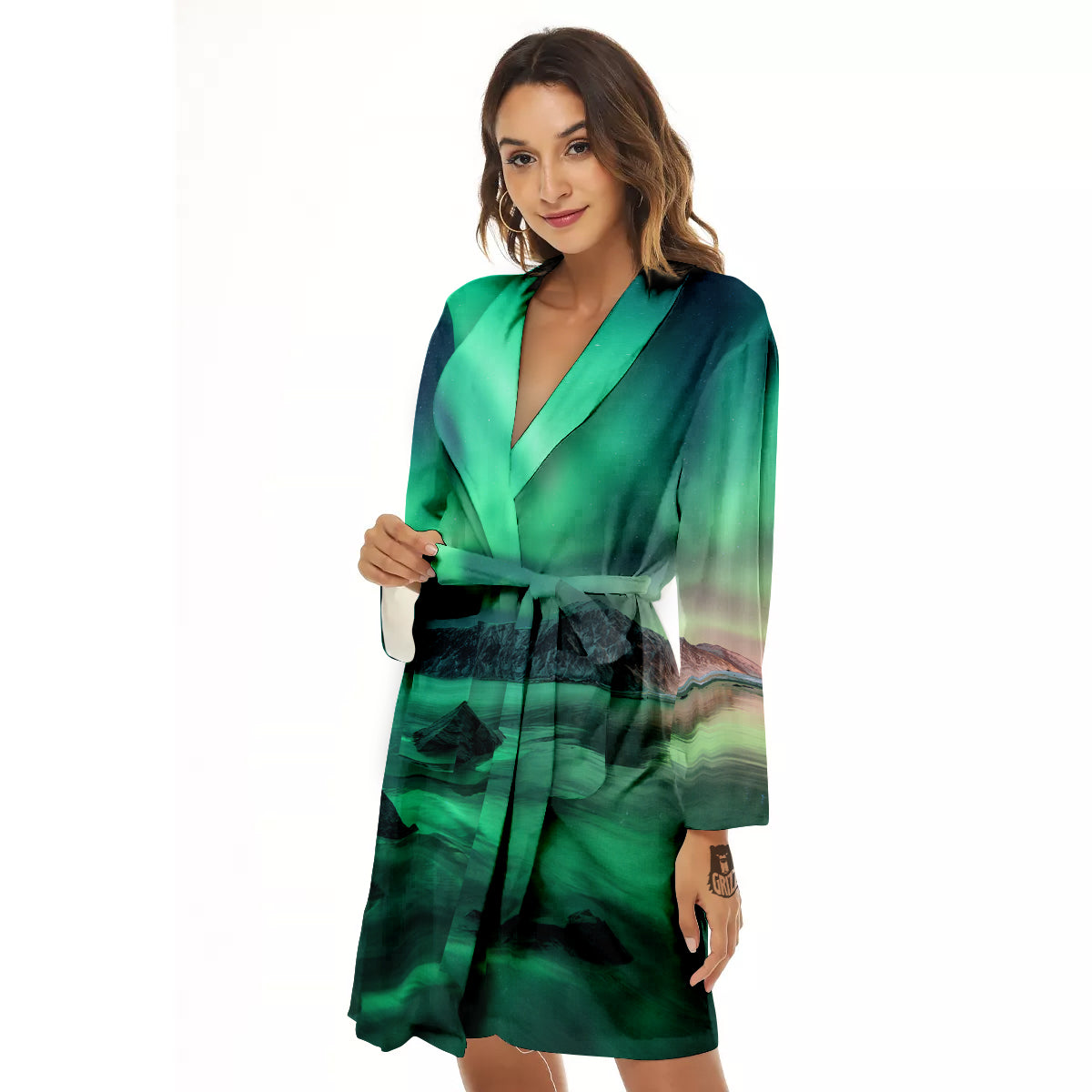 Aurora Northern Lights Print Women's Robe-grizzshop