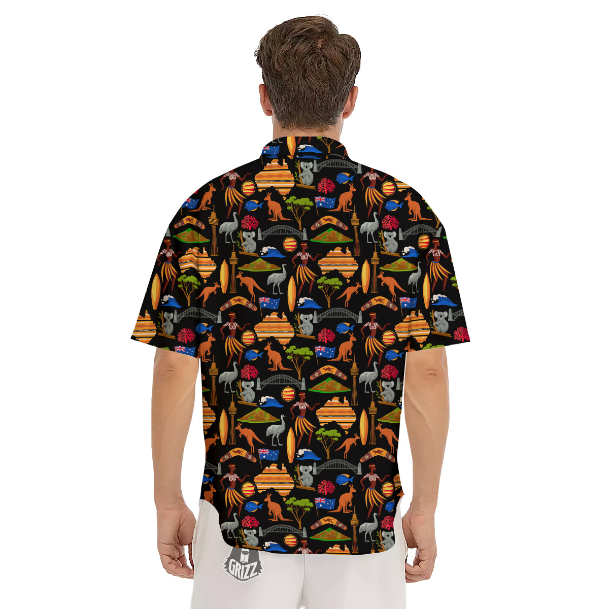 Australia Symbols Print Pattern Men's Short Sleeve Shirts-grizzshop