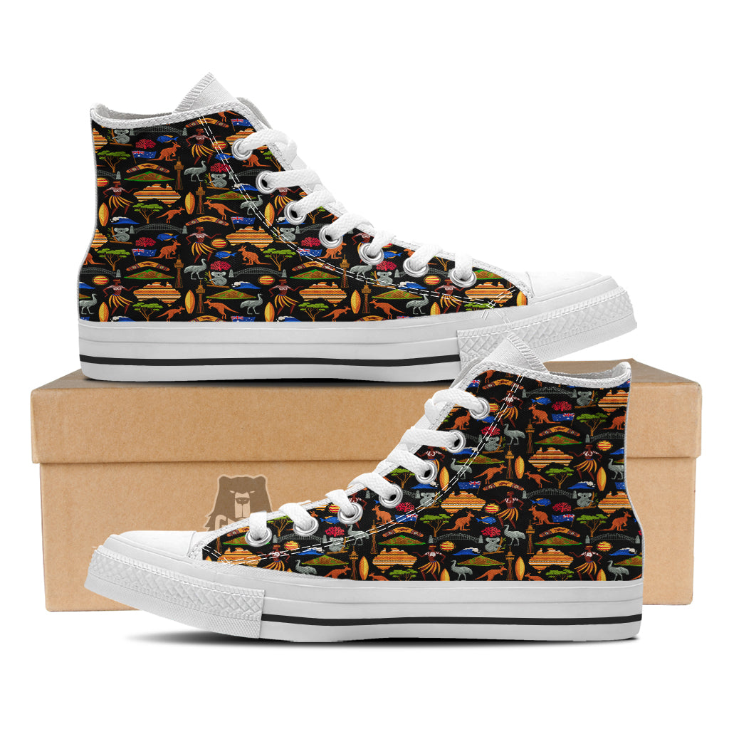 Australia Symbols Print Pattern White High Top Shoes-grizzshop