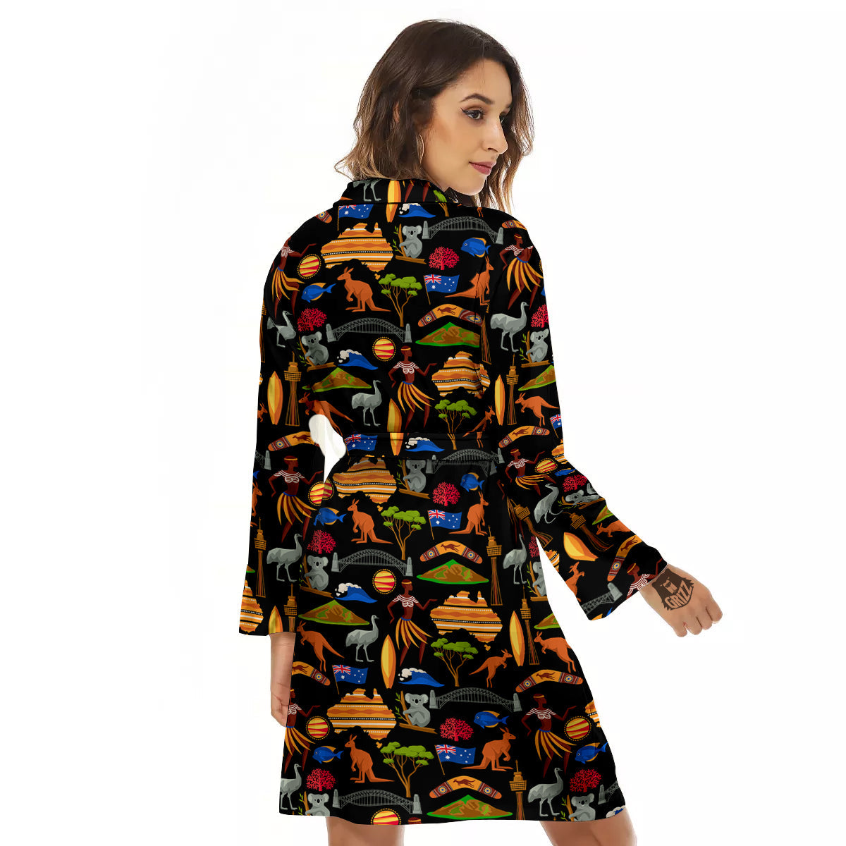 Australia Symbols Print Pattern Women's Robe-grizzshop