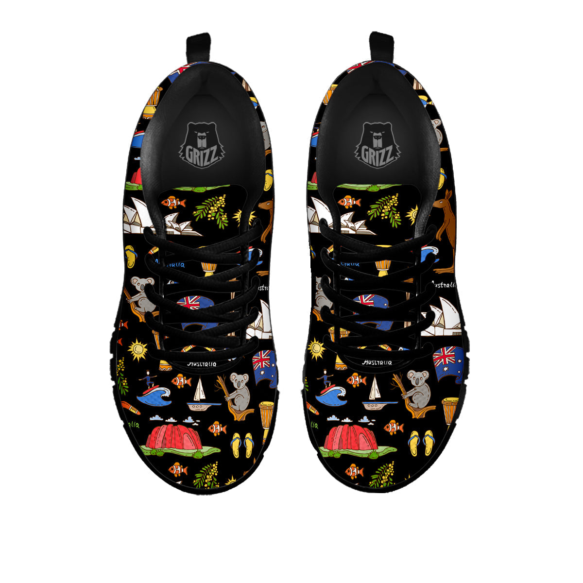 Australia Theme Print Pattern Black Sneaker-grizzshop