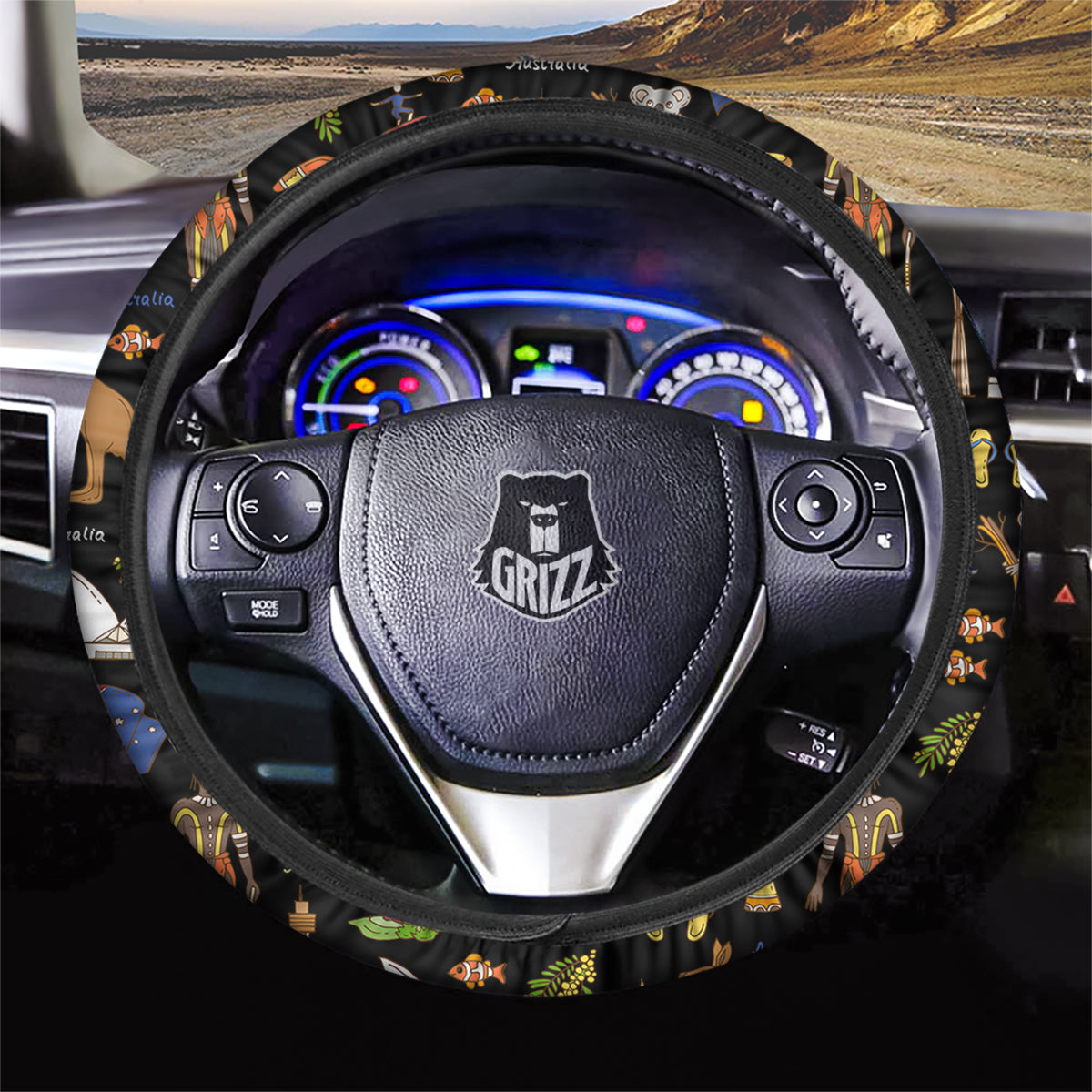 Australia Theme Print Pattern Car Steering Wheel Cover-grizzshop