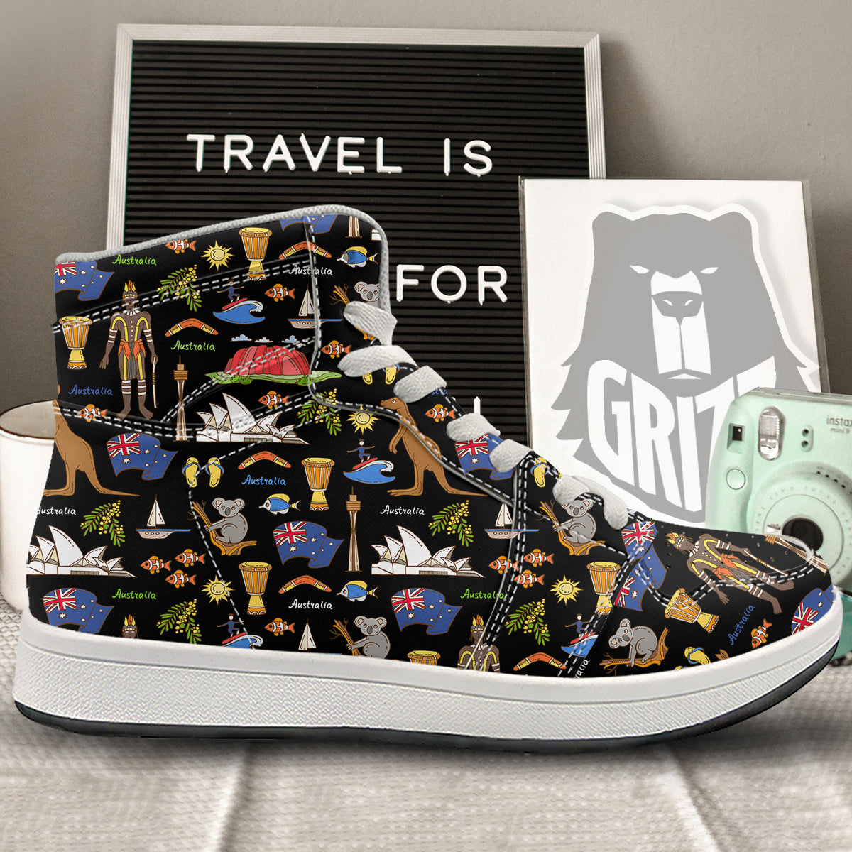 Australia Theme Print Pattern High Top Sneakers-grizzshop
