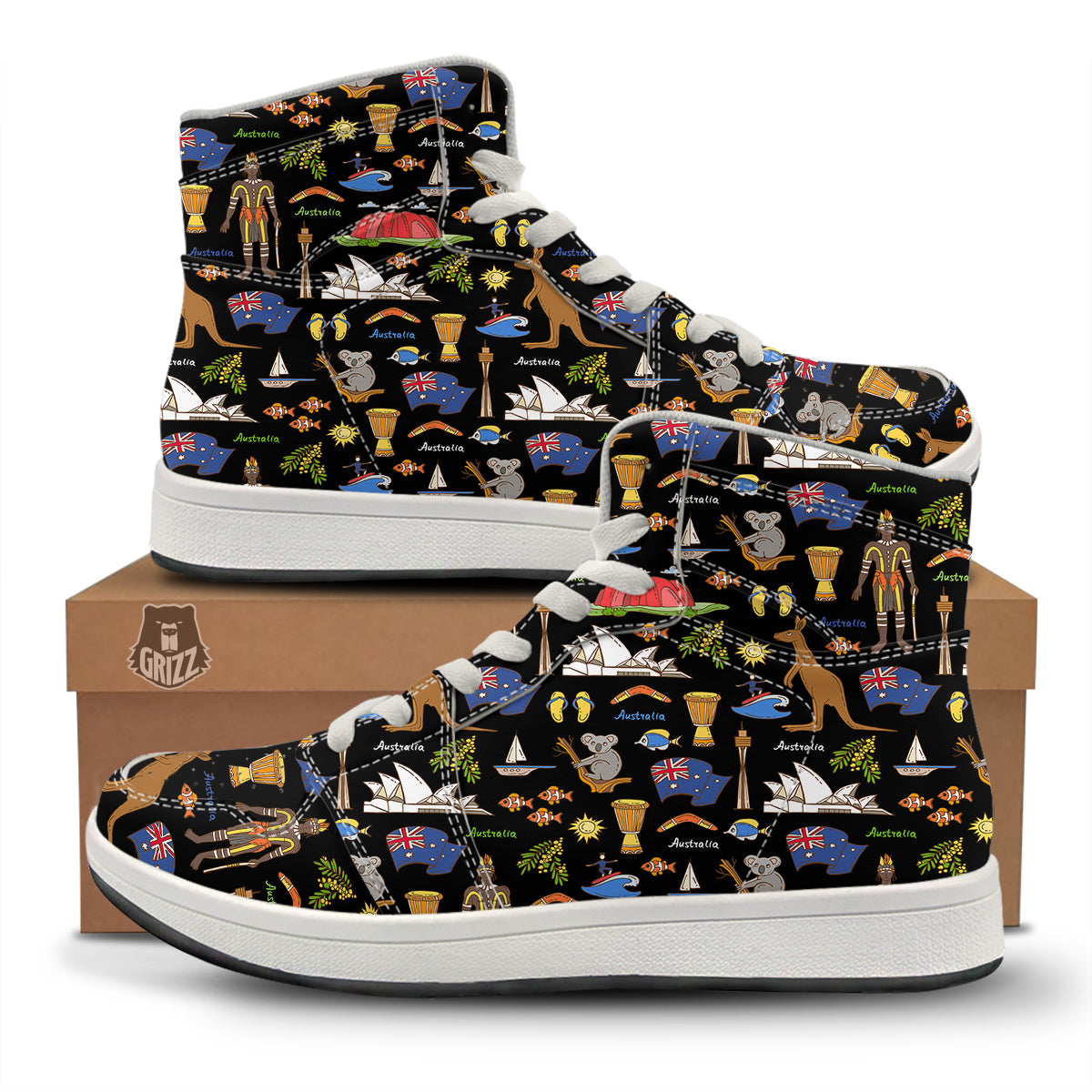 Australia Theme Print Pattern High Top Sneakers-grizzshop