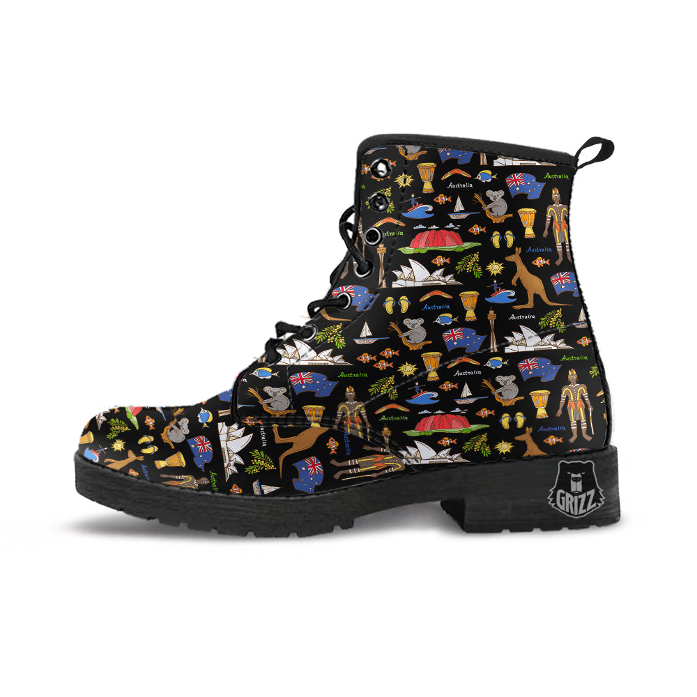 Australia Theme Print Pattern Leather Boots-grizzshop