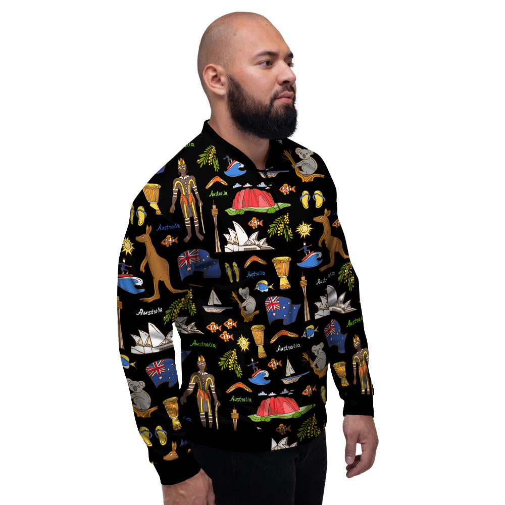 Australia Theme Print Pattern Men's Bomber Jacket-grizzshop