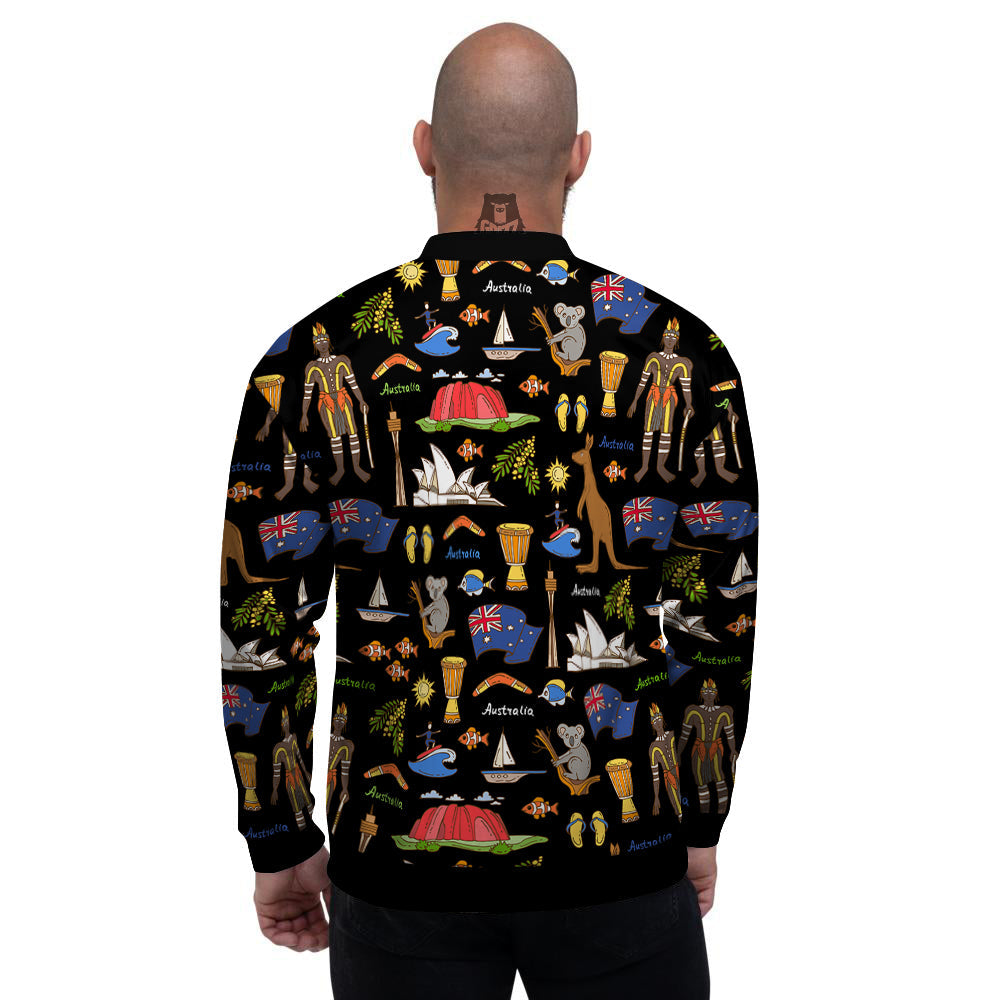 Australia Theme Print Pattern Men's Bomber Jacket-grizzshop