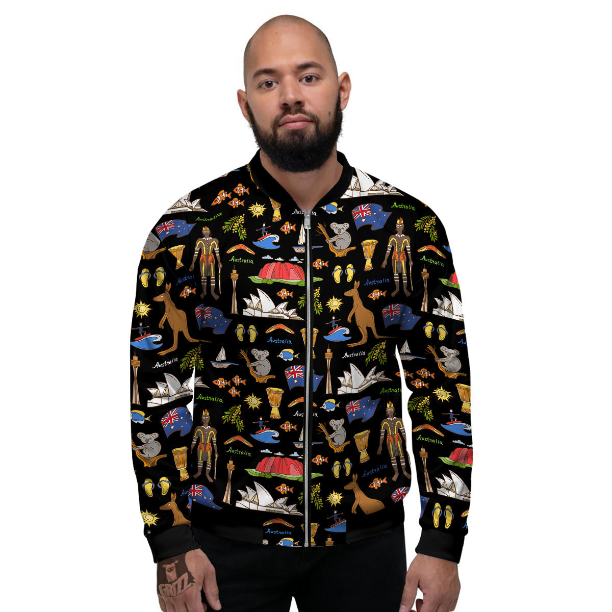 Australia Theme Print Pattern Men's Bomber Jacket-grizzshop