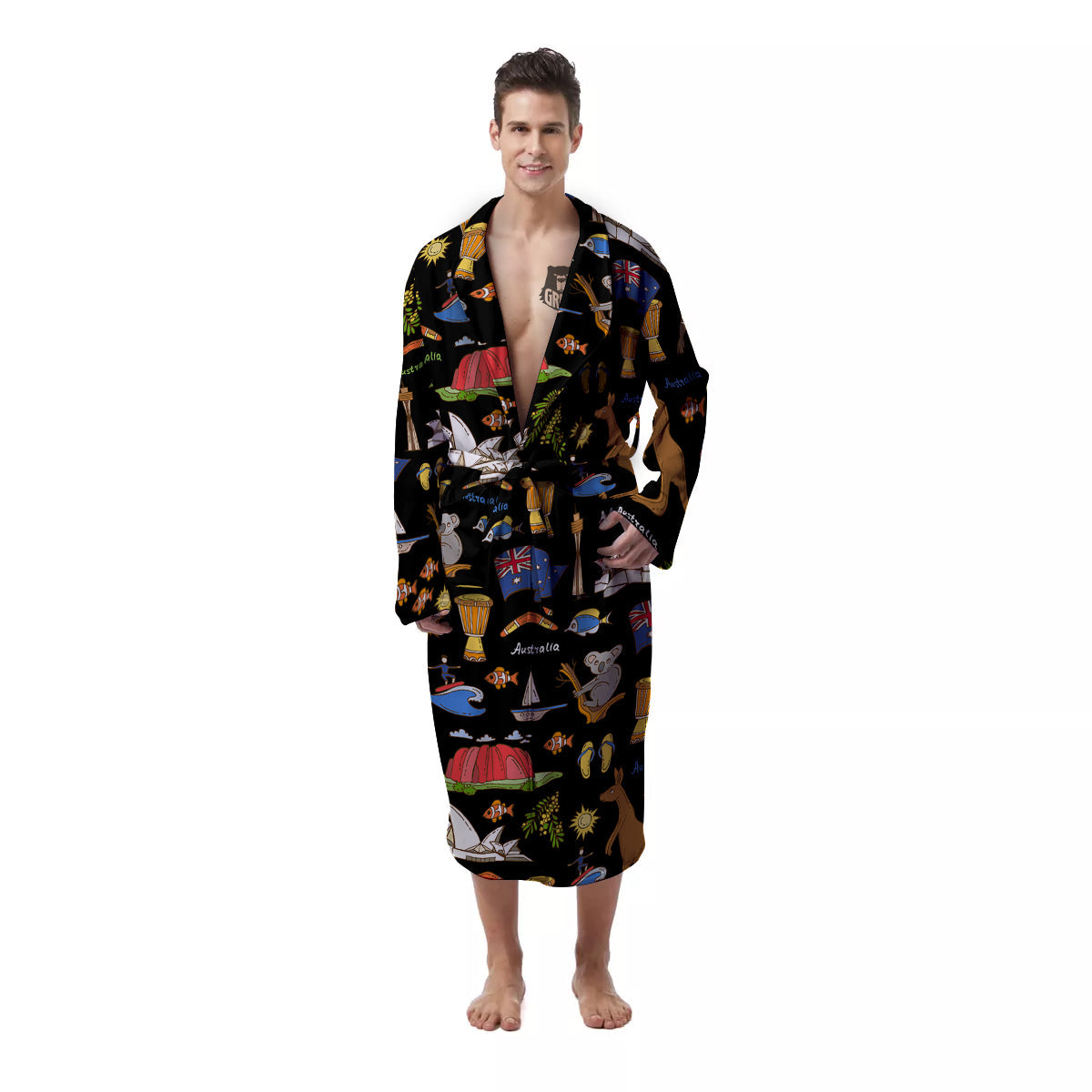 Australia Theme Print Pattern Men's Robe-grizzshop